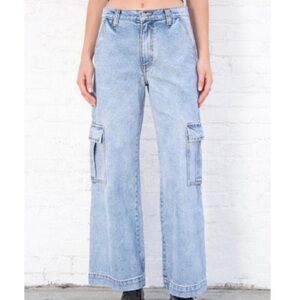 brandy melville J galt jeans womens Small Blue Tatum Wide Leg Cargo pants Y2K